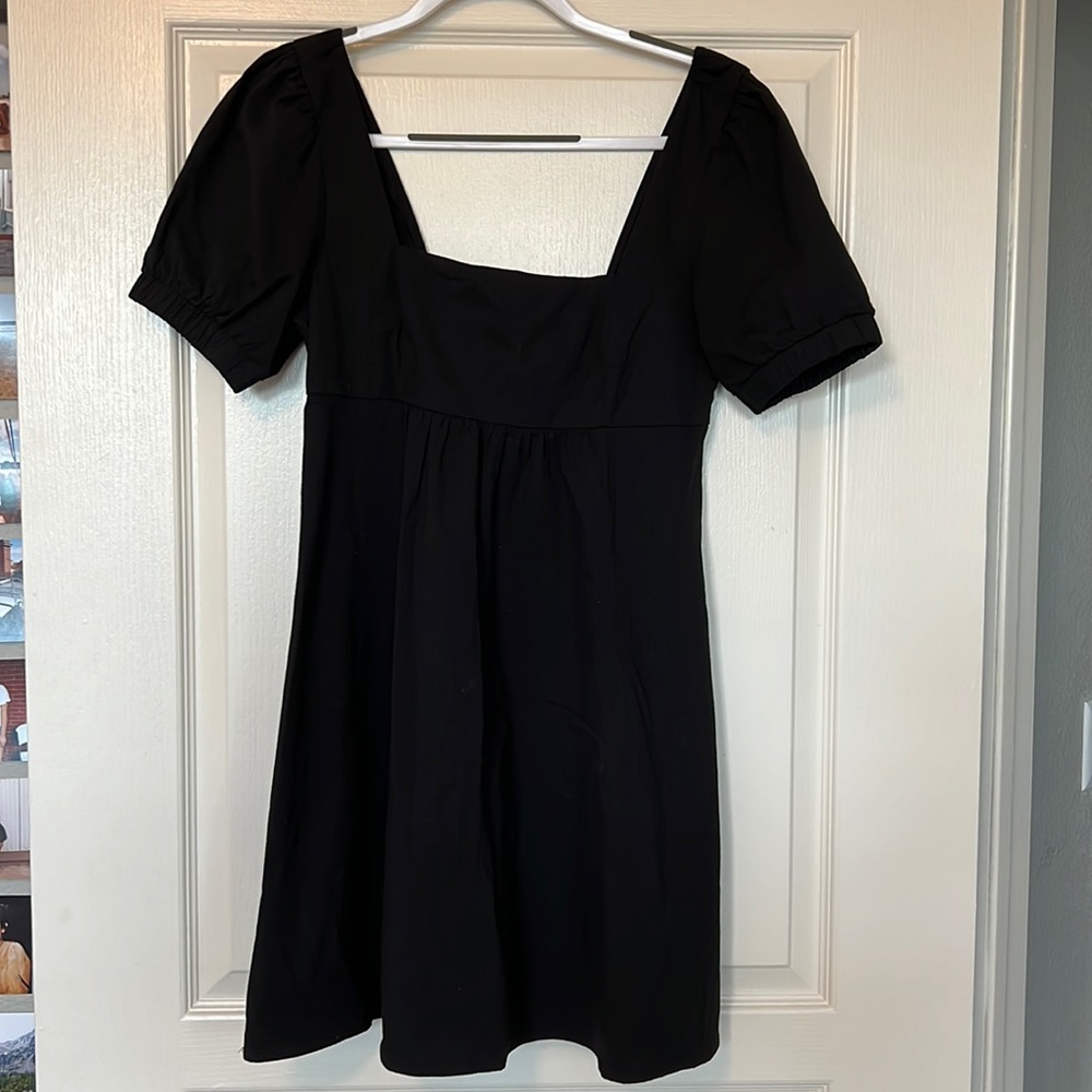 Black Square Neck Babydoll Dress